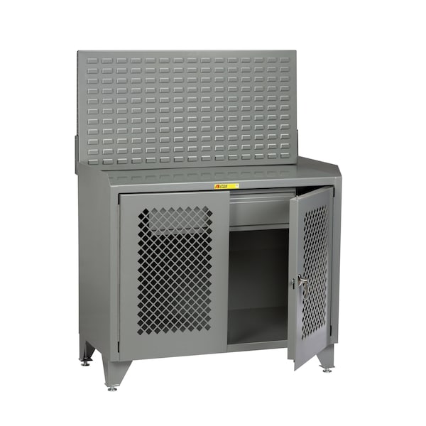 Little Giant Bench Cabinet, 24" X 36", Perforated Doors, Steel Top, Louvered Panel MBPLL2D2436HDLP - main